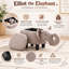 Pouf de rangement éléphant avec compartiment caché et tissu doux imitation cuir