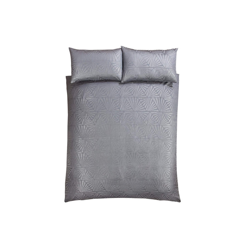 Sheri Polyester No Pattern Duvet Cover with Pillowcases Included, Super King - 2 Standard Pillowcases, Silver