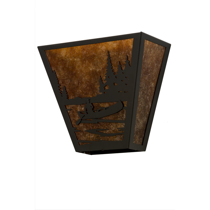 Applique murale 2 lumières Canoe At Lake, Bronze, 11.5" H x 13" W x 6.5" D