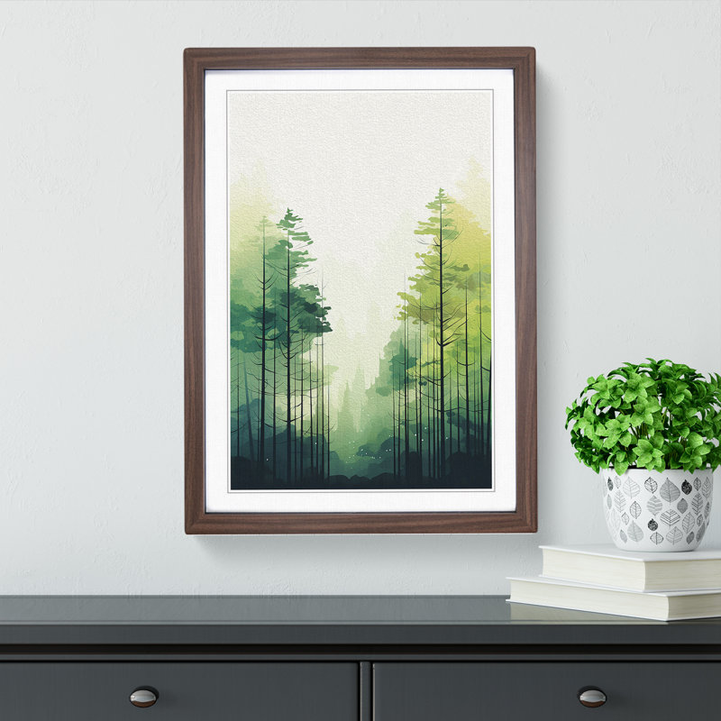 Spring Forest Minimalism No.3 - Single Picture Frame Print on Wood, 34cm H x 25cm W x 2cm D, Walnut