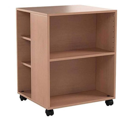 Durable 6 Shelve Office Filing Storage Trolley on Wheels | 75cm Beech 