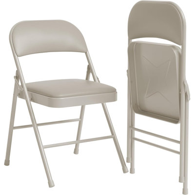Folding Chairs Set of 2 with Padded Cushion, Heavy Duty Portable Chairs with Metal Frame for Indoor Outdoor Dining Events