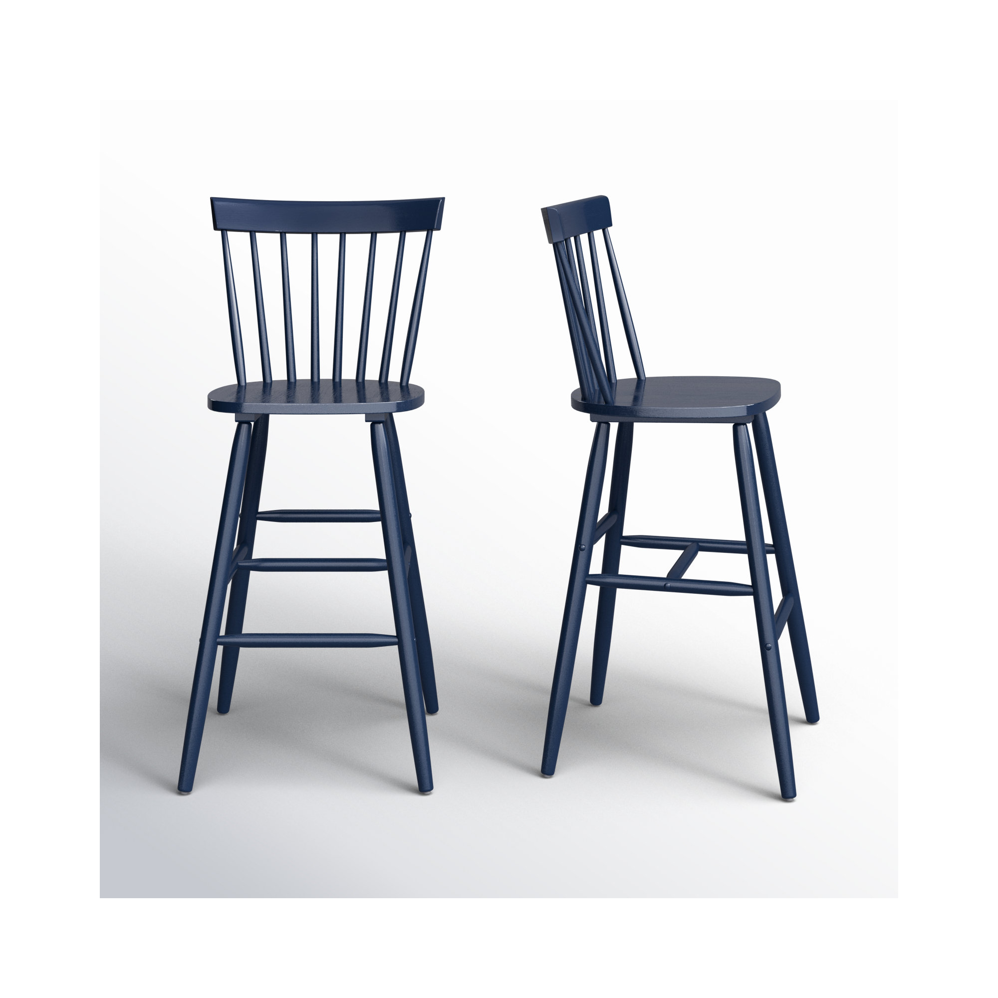 Stacee Solid Wood Bar & Counter Stool, Navy, Bar Stool (29" Seat Height)