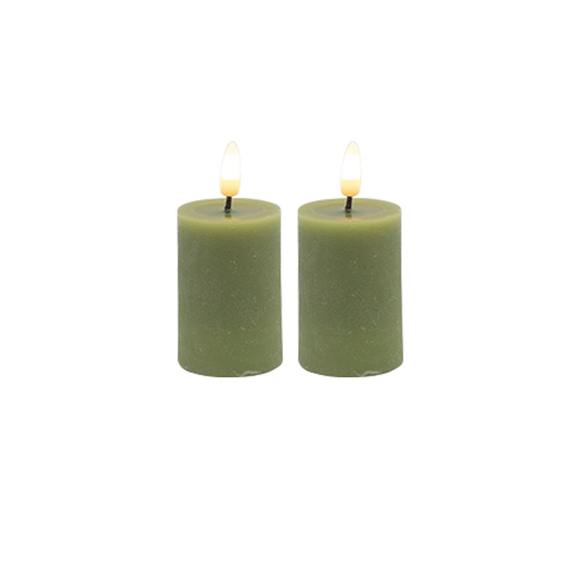 Ensemble de bougies sans flamme 2 pièces, Vert
