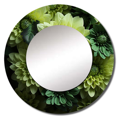 Seena Mums Fragrant Elegance I - Mums Decorative Mirror, Traditional Round Wall Mirror, Printed Metal Art
