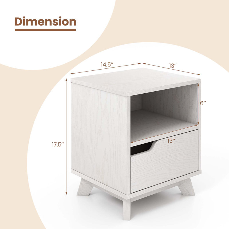 Andonis 14.5'' W Particle Board / Chipboard Nightstand, Set of 2