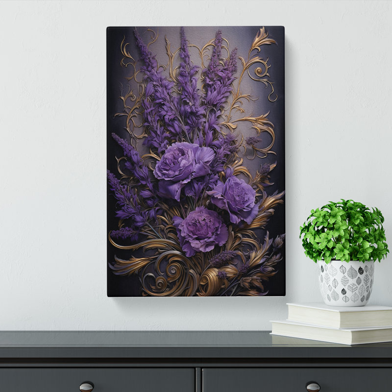 Lavender Flower Baroque Art No.2 - Wrapped Canvas, 60cm H x 40cm W x 3cm D