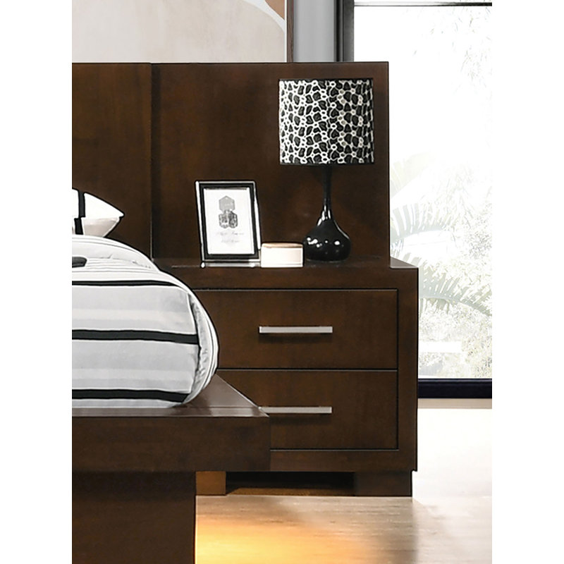 Ensemble de chambre à coucher à DEL 5 pièces Chandara, Brun, Très grand