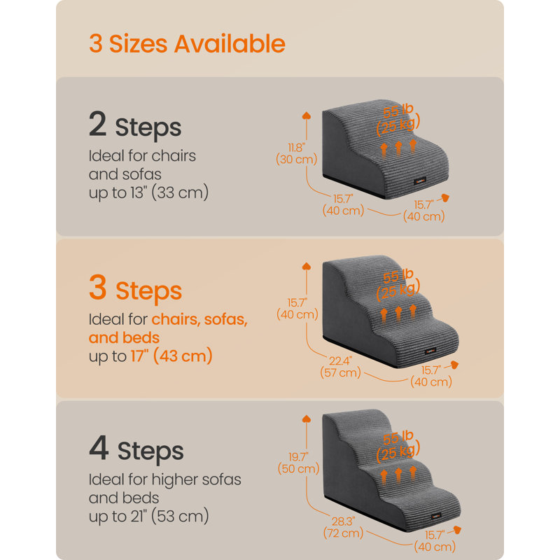 Diara Stairs With 3 Steps, Slate Grey