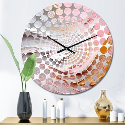 Pink And Gold Spiral Radiance IV - Abstract Spirals Wall Clock