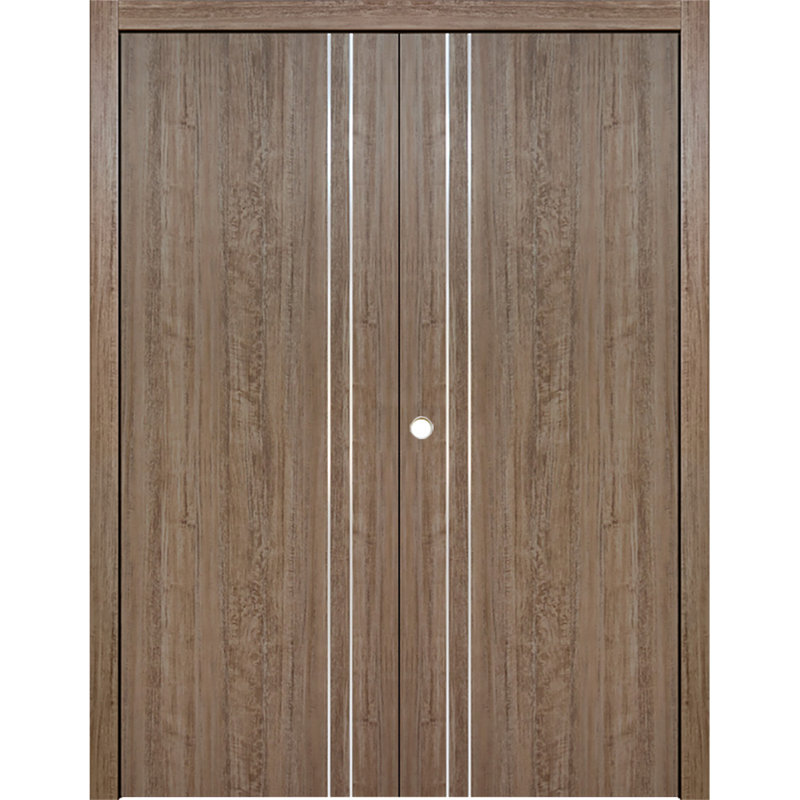 Double porte intérieure stratifiée HG-002V, 36 po x 96 po, Bois d'aloès foncé, Droite / vers l'intérieur