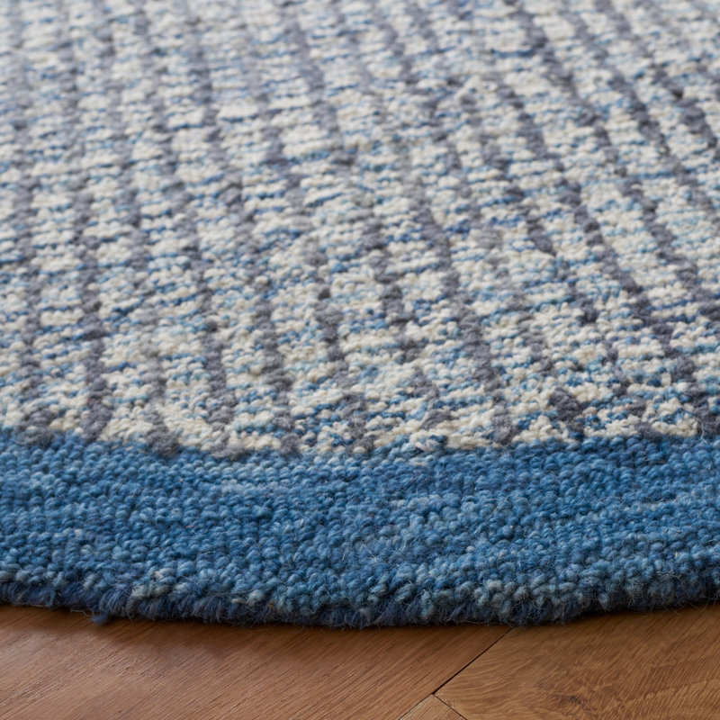 Baer Hand Tufted Wool/Cotton Rug in Ivory/Blue, Rectangle 8' x 10'