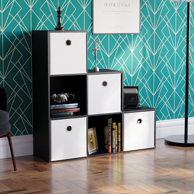 Herchel 96.5cm H x 96.5cm W Cube Bookcase, Black, White