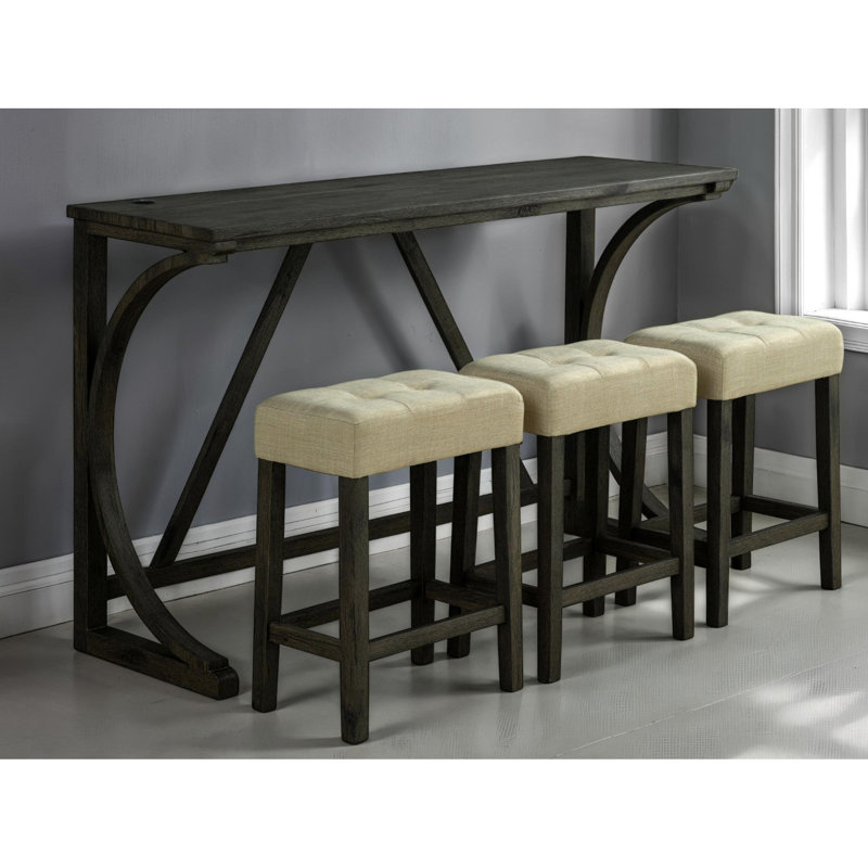 Table de salle à manger et tabourets rustiques 4 pièces - brun, beige, tabouret beige activé 4 pièces, table brune, chargement