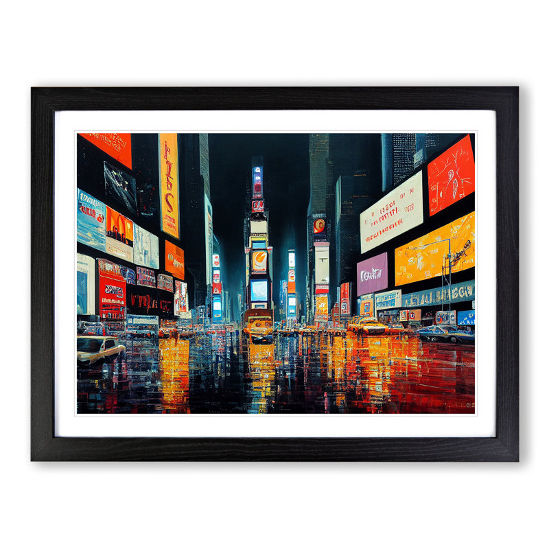 Times Square Art Painting Vol.6 1 Piece Single Picture Frame Painting, 25cm H x 34cm W x 2cm D, Black Framed