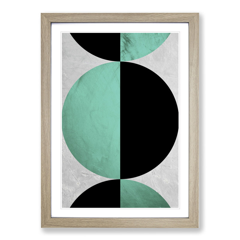 Spherial Abstract - Single Picture Frame Print on Wood, Oak Framed, 48cm H x 36cm W x 2cm D