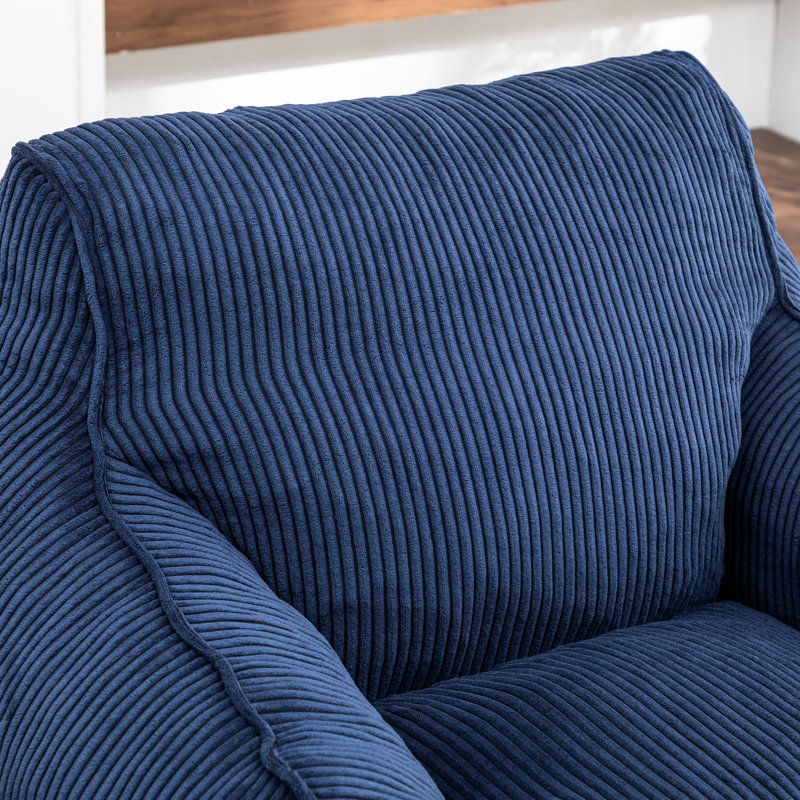 Spacious Corduroy Bean Bag Chair With For Adults And Teens, Dark Blue, High - Quality Foam, Great Study Relaxing Bean Bag , Ergonomic Design, , Foam Filler, Study, Reading