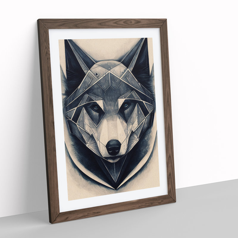 Robo Wolf - Single Picture Frame Print, 64cm H x 46cm W x 2cm D, Walnut Framed