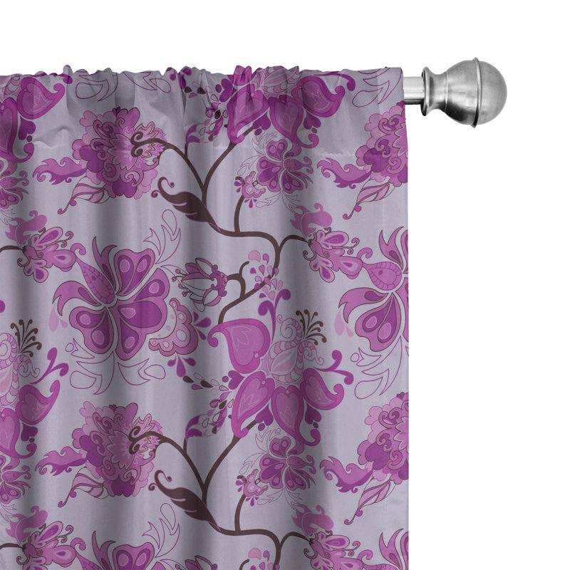 Floral Semi-Sheer Rod Pocket Curtain Panels, 28" x 63"