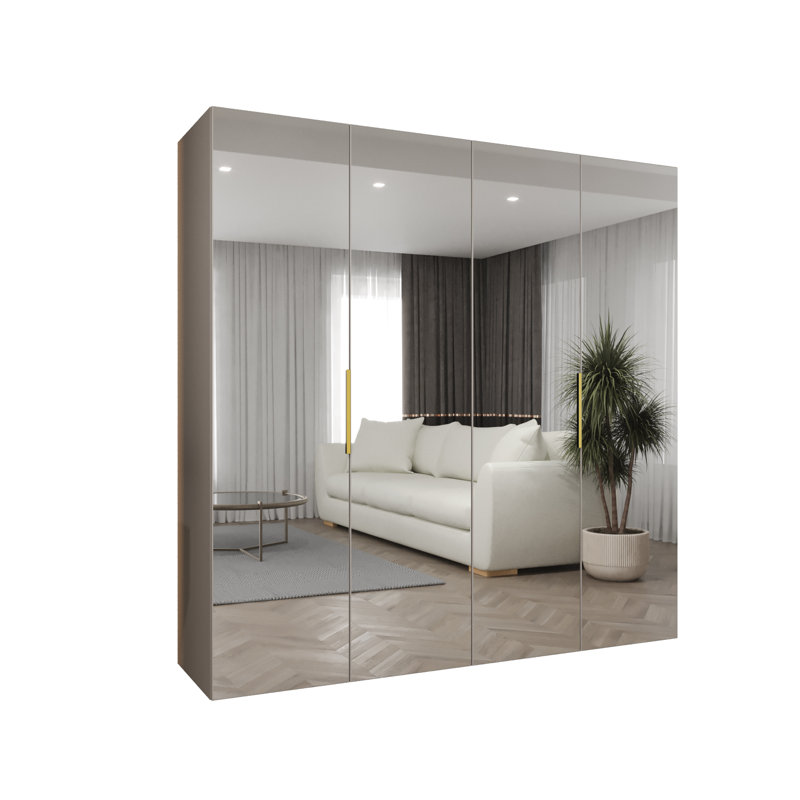 Manufactured Wood Wardrobe, cashmere + handles: gold
