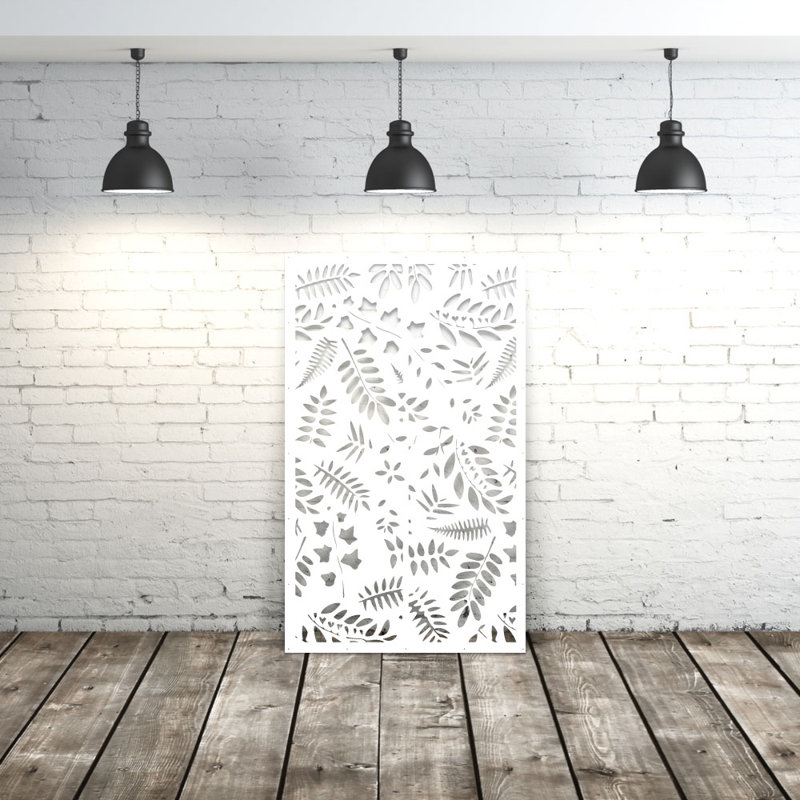 Panneau d'intimité en aluminium découpé au laser Herb Leaves, L 24 po x H 36 po, Veine d'or