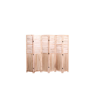 82.8'' W X 65'' H Natural Solid Wood 6 Folding Room Barrier, Space Screen, 65'', With Finish And Hinges