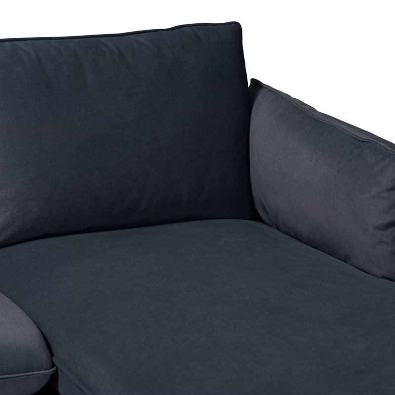 Canapé modulaire en tissu Cantwell Baxton Studio Linanas, Tissu gris, Accoudoir à droite (vu de face)