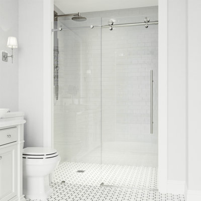 Elan E-Class 56-60" W x 76" H Sliding Frameless Shower Door with 3/8" Clear Glass