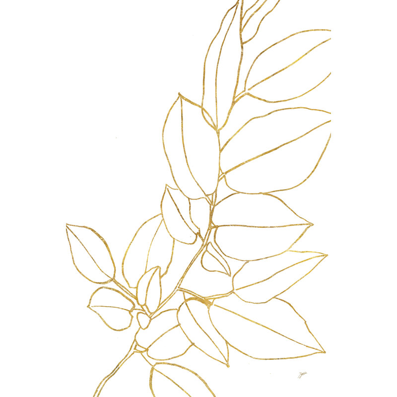 Gold Magnolia Branch II by Karyn Panganiban - Graphic Art, 30 cm H x 20 cm W, Wrapped Canvas