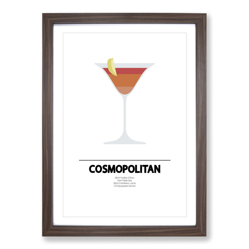 Cosmopolitan - Picture Frame Typography, Walnut, 90cm H x 65cm W x 2cm D