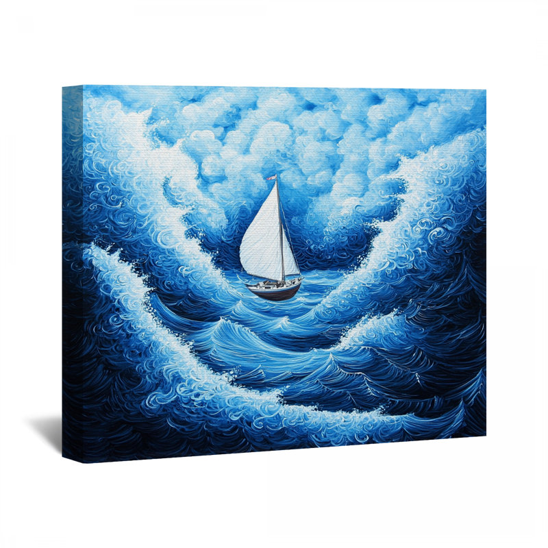 Bateau sur toile tendue - décoration murale marine, H 16 po x l 20 po