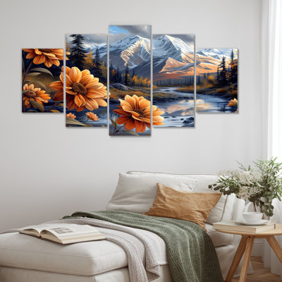 «Alaska Denali National Park Flower Mountain River», ensemble d'art mural Alaska