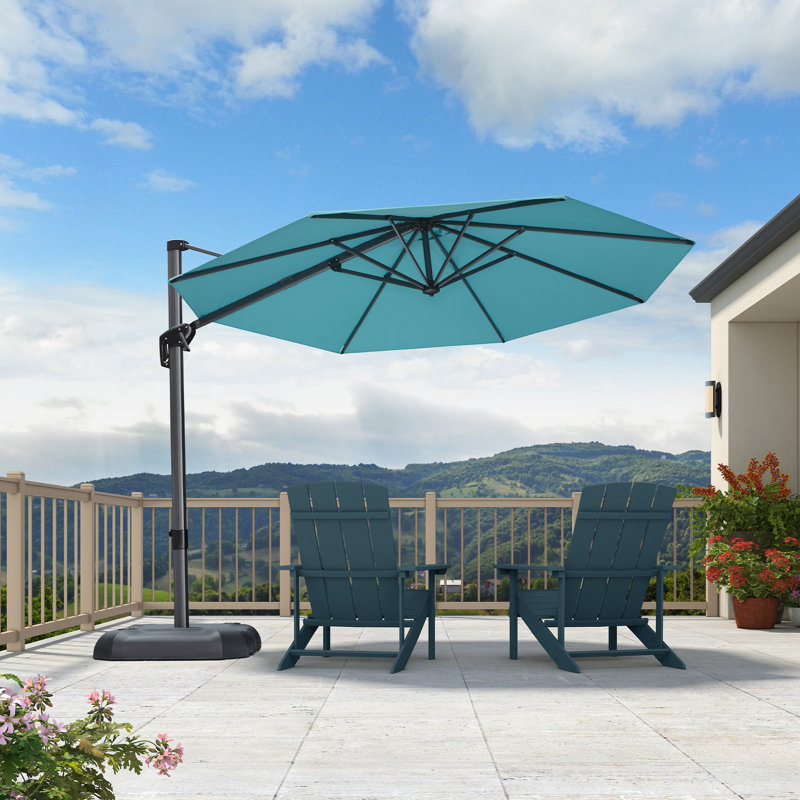 Cantilever Parasol, Turquoise Blue, 274.3cm H x 304.8cm W x 304.8cm D