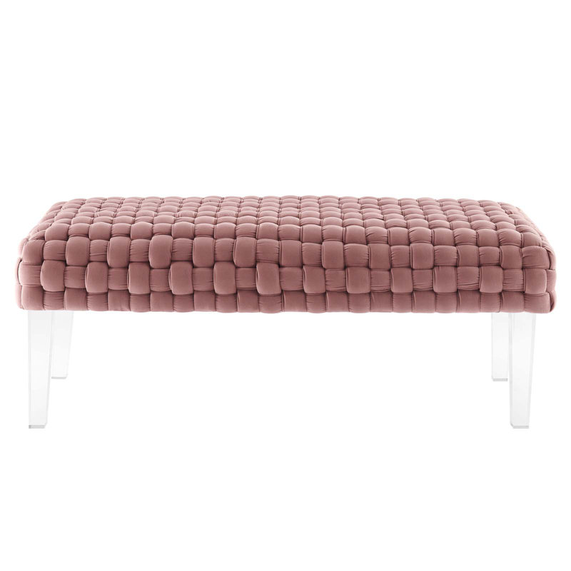 Modway Prologue Woven Performance Velvet Ottoman, Dusty Rose 