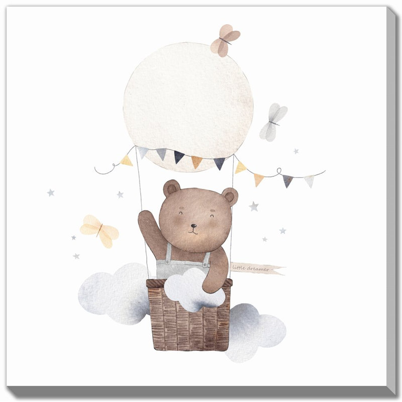 «Hot Air Balloon Bear», art mural, Sans cadre, H 24 po x l 24 po