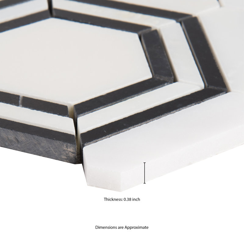 Lattice Fog Geometric 11 in. x 13 in. Polished Marble Mosaic Floor and Wall Tile, Lattice Noir