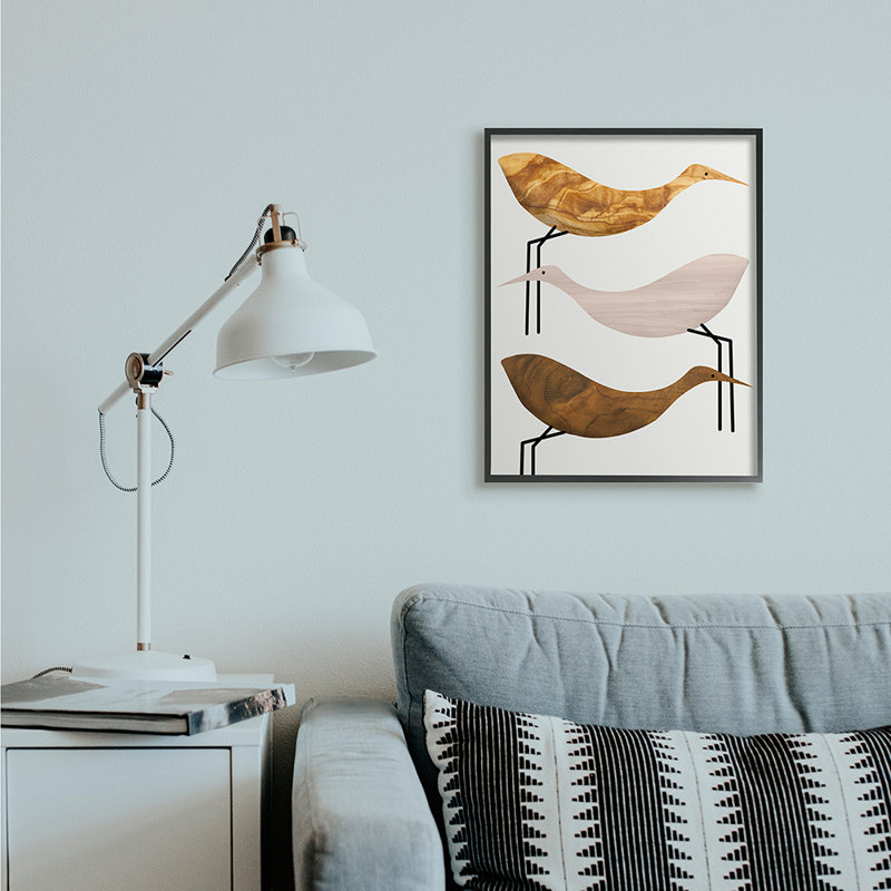 Abstract Tree Pattern Storks Minimal Rustic Birds by Daphne Polselli - Graphic Art Print, 30" H x 24" W x 1.5" D