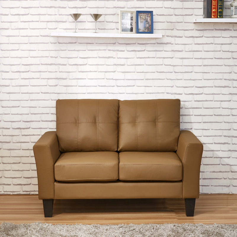Althea 53.5'' Faux Leather Loveseat, Brown Faux Leather