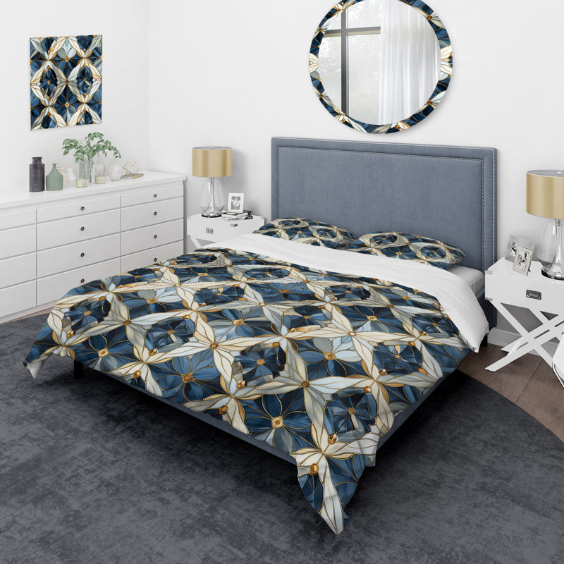 Literie à motif rétro en marbre, Housse de couette pour très grand lit et 2 très