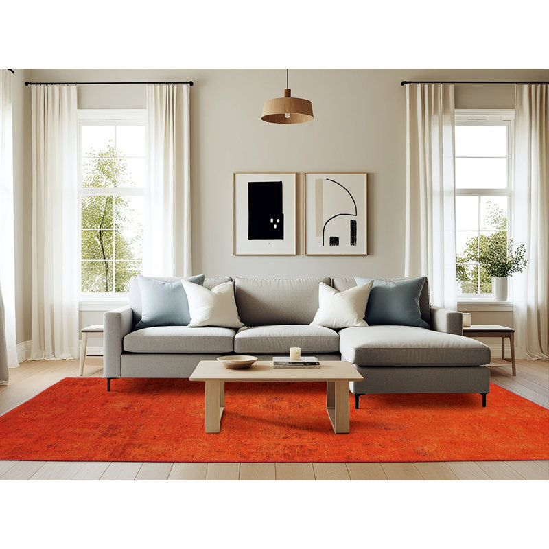 Tapis de style oriental rouge, Rectangle 6 pi x 9 pi