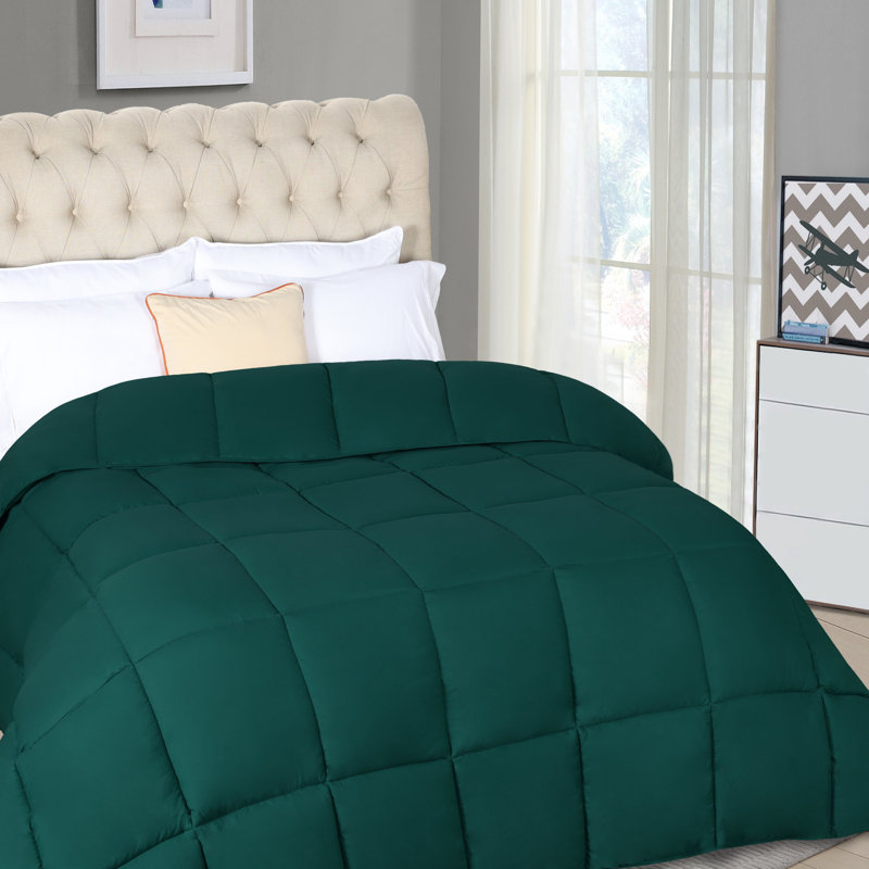 Édredon en duvet synthétique toutes saisons Grand Down - moelleux et hypoallergénique, Vert forêt, Édredon grand
