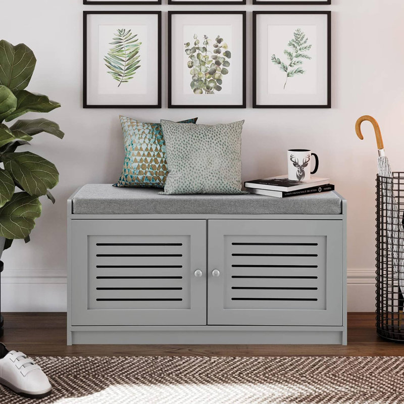 Trejan 10 Pair Shoe Storage Bench, Gray