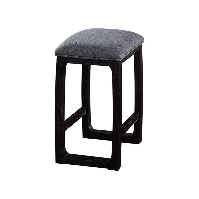 Modern Style Counter Height Stool In Gray Fabric And Weathered Bar Area With