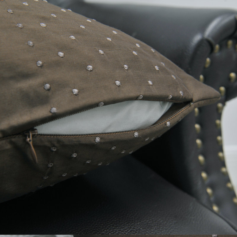  Dot Embroidery Square Pillow Cover, Coffee