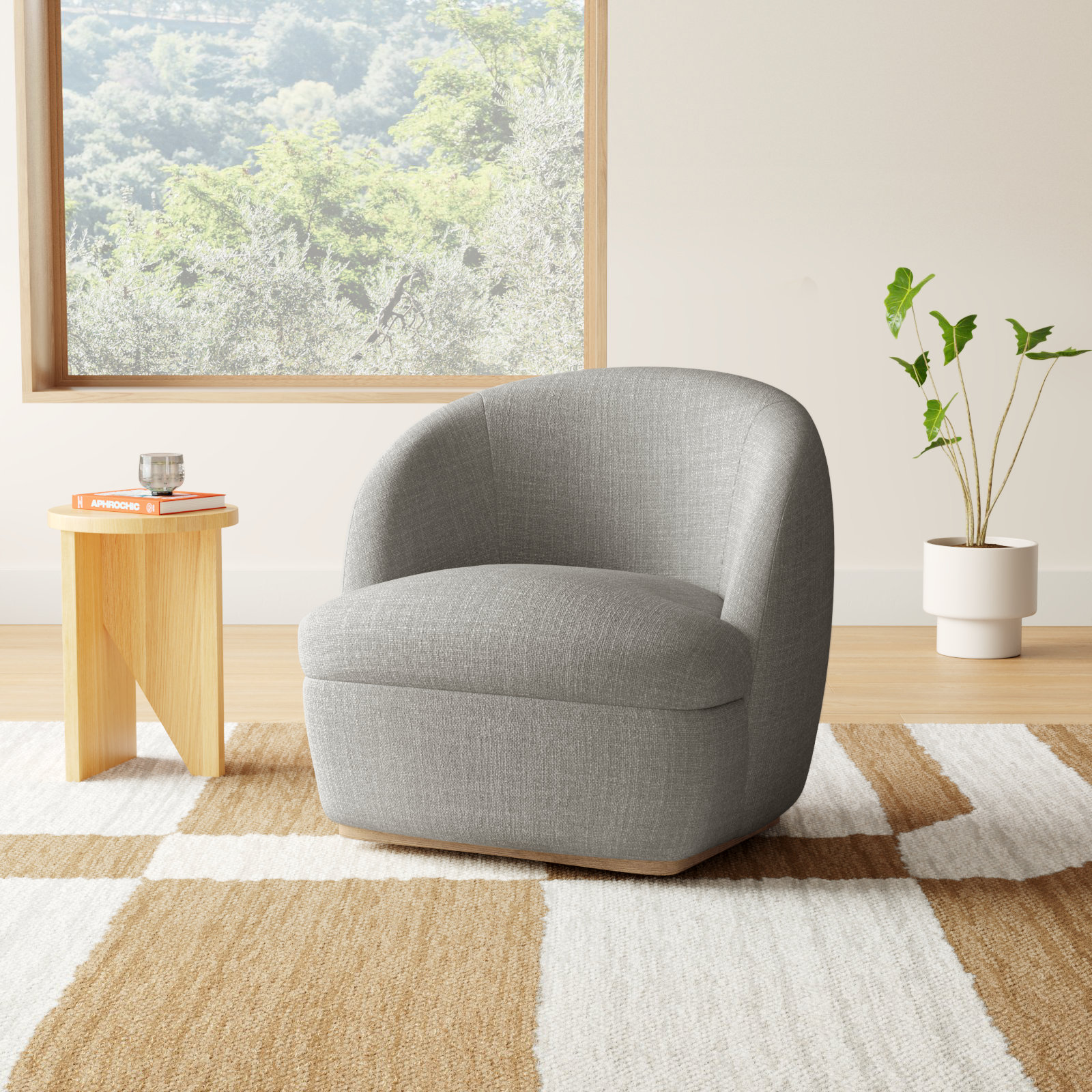 Barrie Upholstered Swivel Accent Chair, Gibson Silver