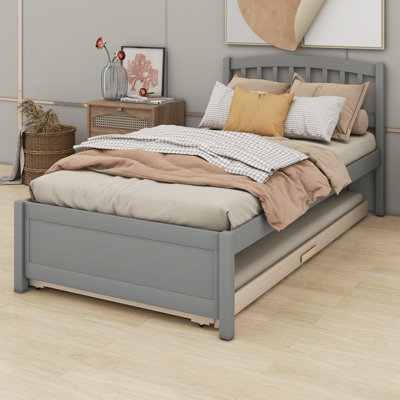 Structure de lit plateforme en bois avec lit gigogne