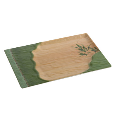 Bamboo Style Rectangular Melamine Dinner Plate