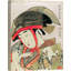 Woman Holding a Fan Wearing a Traditional Transparent Hat by Utamaro Kitagawa - Wrapped Canvas Painting-1658270776