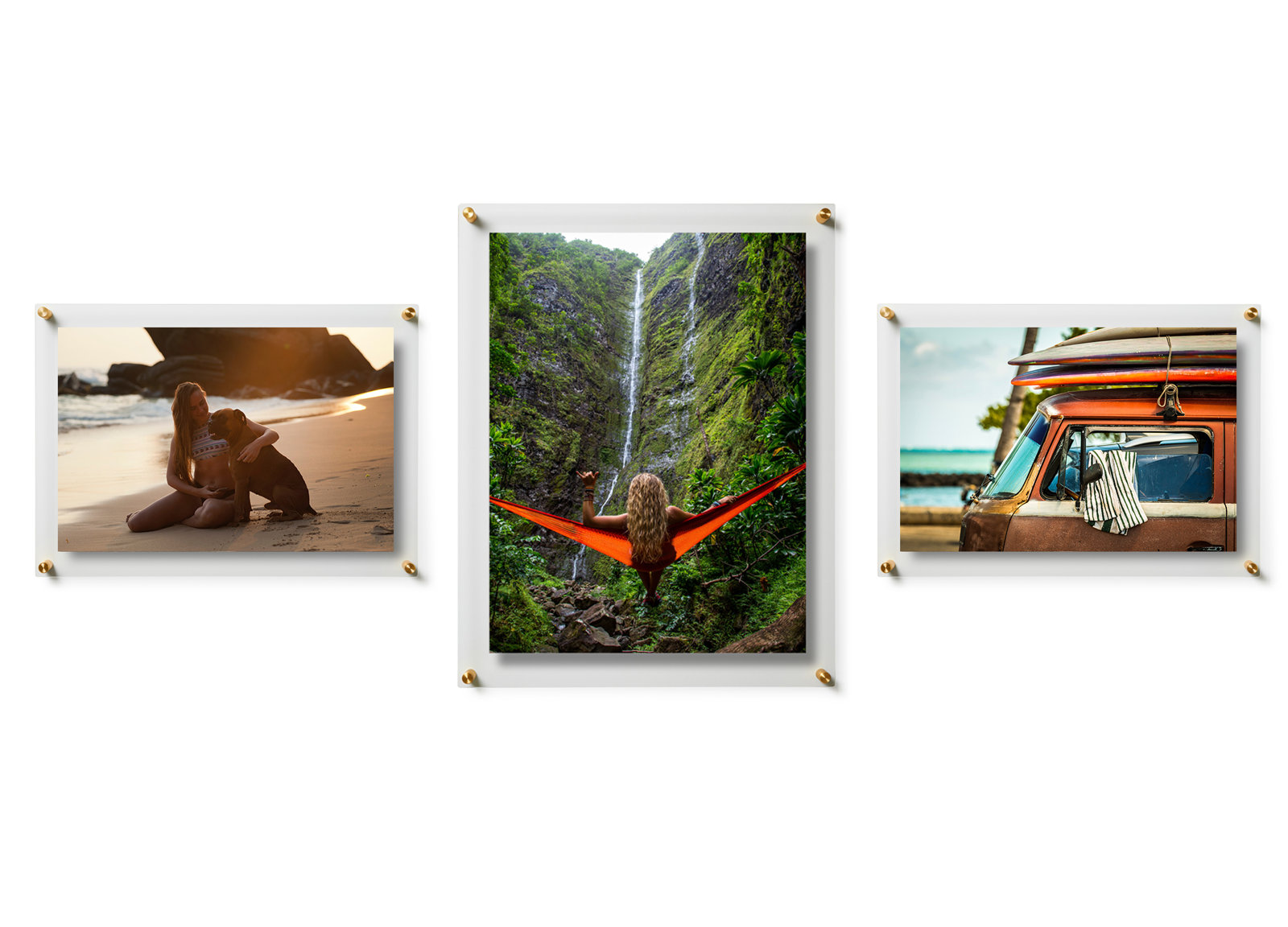 3-Piece Double Panel Frame Set, Gold