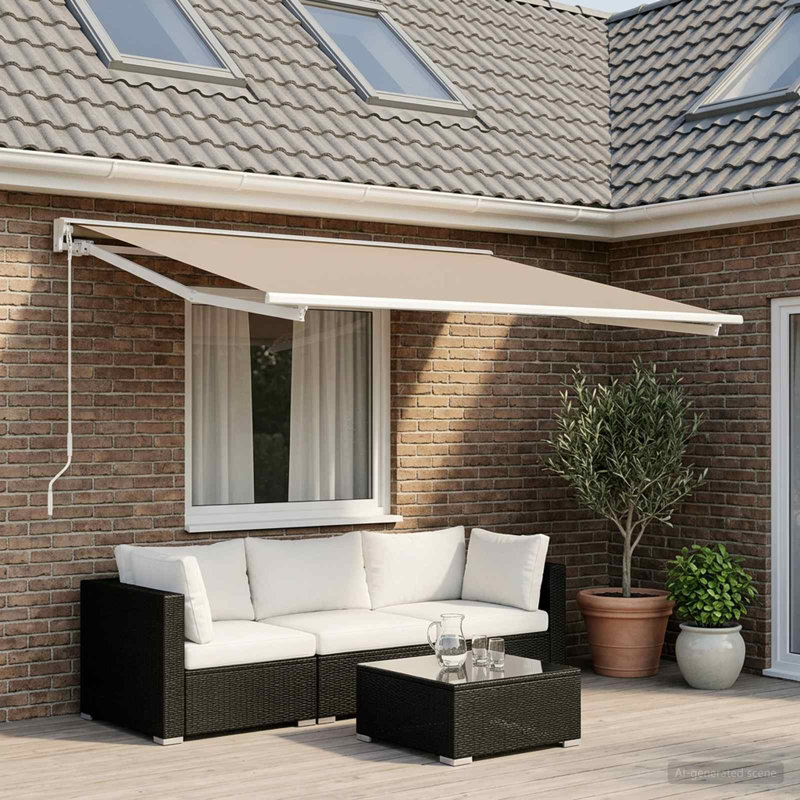 VidaXL Retractable, Beige, Does Not Applycm H x 250cm W x 200cm D